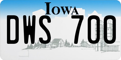 IA license plate DWS700