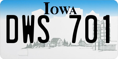 IA license plate DWS701