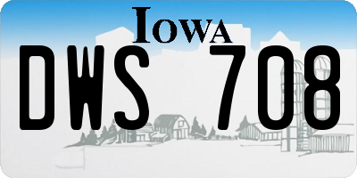 IA license plate DWS708