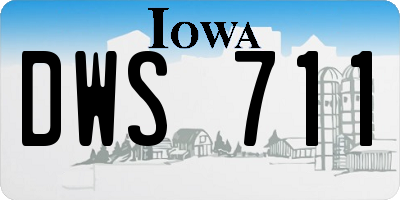 IA license plate DWS711