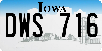 IA license plate DWS716