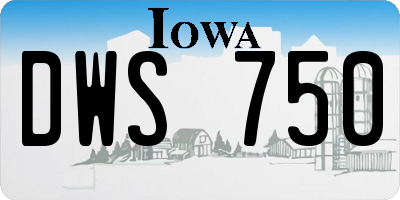 IA license plate DWS750