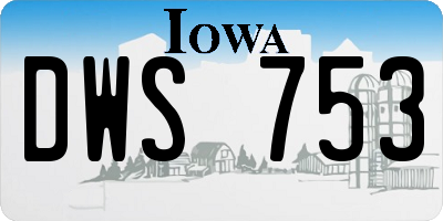 IA license plate DWS753