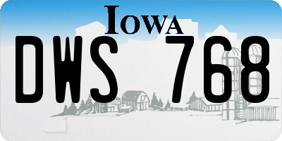 IA license plate DWS768