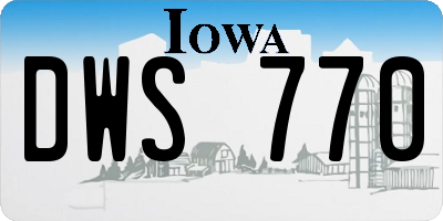 IA license plate DWS770