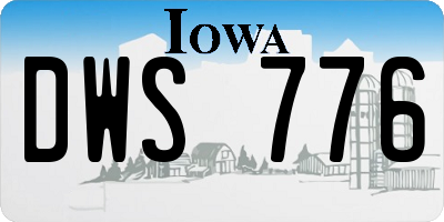 IA license plate DWS776