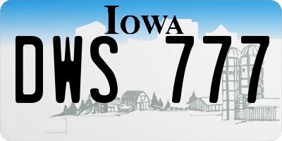 IA license plate DWS777