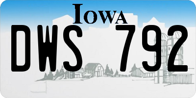 IA license plate DWS792