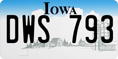 IA license plate DWS793