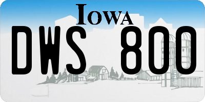 IA license plate DWS800