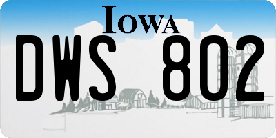 IA license plate DWS802