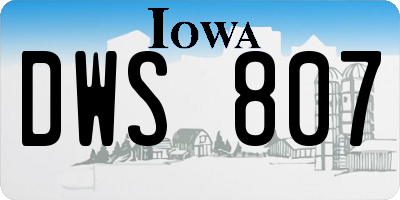 IA license plate DWS807