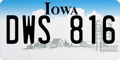 IA license plate DWS816