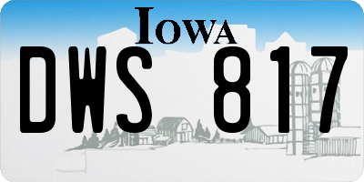 IA license plate DWS817