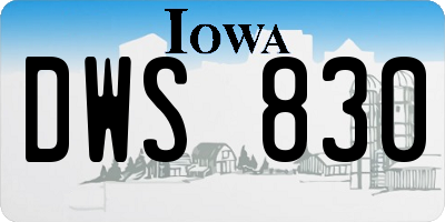 IA license plate DWS830