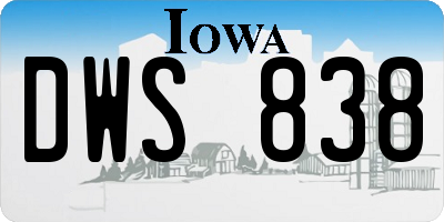 IA license plate DWS838