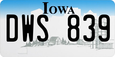 IA license plate DWS839