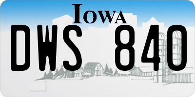 IA license plate DWS840