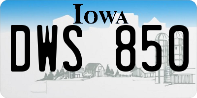 IA license plate DWS850