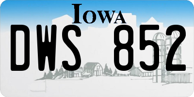 IA license plate DWS852