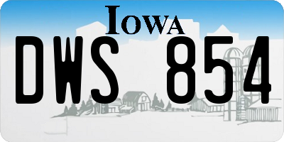 IA license plate DWS854