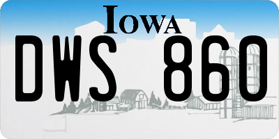 IA license plate DWS860