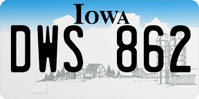 IA license plate DWS862