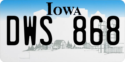 IA license plate DWS868