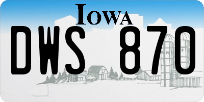 IA license plate DWS870