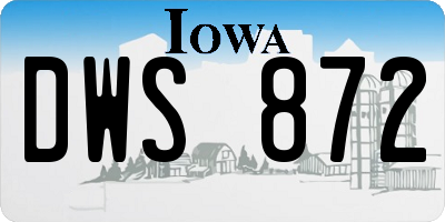 IA license plate DWS872