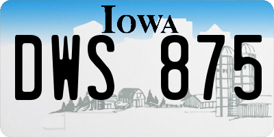 IA license plate DWS875