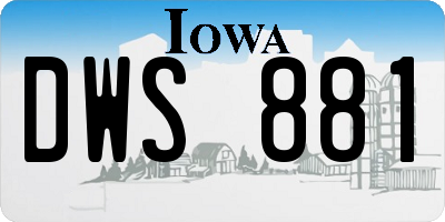 IA license plate DWS881