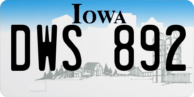 IA license plate DWS892