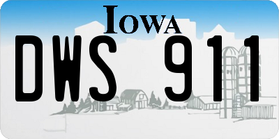 IA license plate DWS911