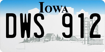 IA license plate DWS912