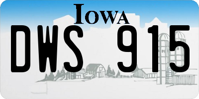 IA license plate DWS915