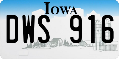 IA license plate DWS916