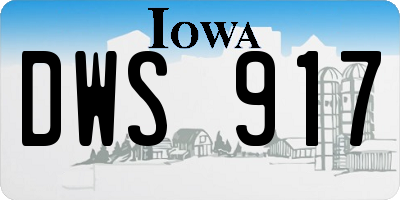 IA license plate DWS917