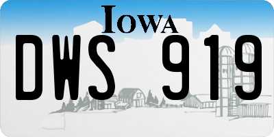 IA license plate DWS919