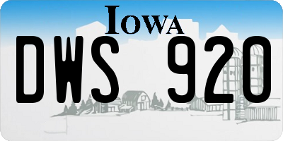 IA license plate DWS920