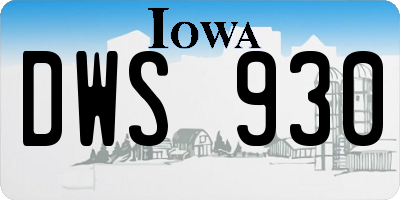 IA license plate DWS930