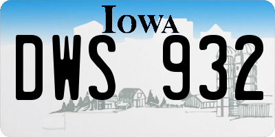 IA license plate DWS932