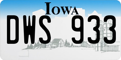 IA license plate DWS933
