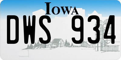 IA license plate DWS934