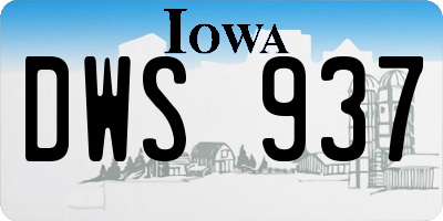 IA license plate DWS937