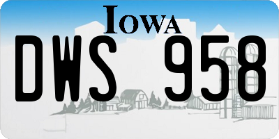 IA license plate DWS958