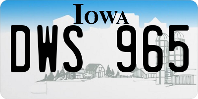 IA license plate DWS965