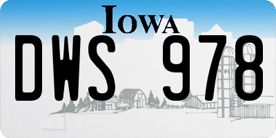 IA license plate DWS978