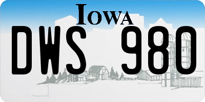 IA license plate DWS980