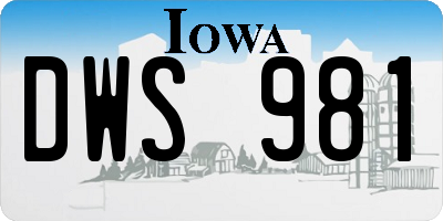 IA license plate DWS981